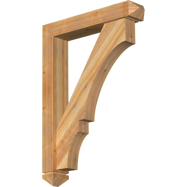 Ekena Millwork Balboa Arts and Crafts Rough Sawn Bracket w/ Offset Brace, Western Red Cedar, 6"W x 32"D x 44"H BKT0604X32X44BOA03RWR - main